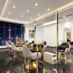 Luxury Hair Salon Mirror Station,Marble Base Salon Mirror