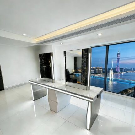 OEM/ODM Supported Stainless Steel Barber Mirror Station with Storage