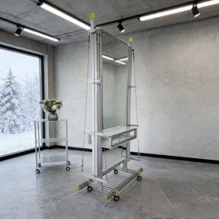 Industrial Nordic movable salon mirror with wheels。