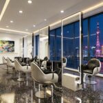 luxury hair salon mirror station with Marble Base, China Factory Direct Supply for Hair Salons