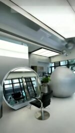 Unique-Style-Half-Sphere-Barber-Mirror-Station-Long-Leg-Mirror-Effect