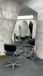 Custom Unique Geometric Shaped Barber Mirror Station - 2026 Newest Geometric Mirror for