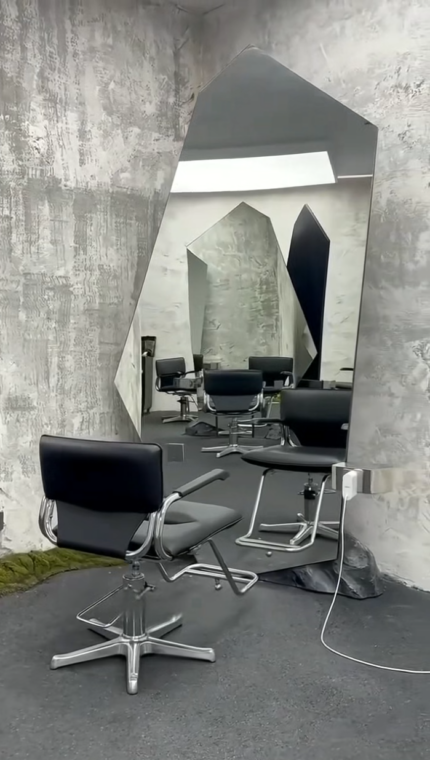 Custom Unique Geometric Shaped Barber Mirror Station - 2026 Newest Geometric Mirror for