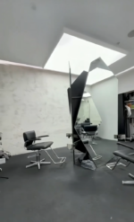 Custom Unique Geometric Shaped Barber Mirror Station - 2026 Newest Model Industrial-Style Salon Equipment