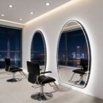 premium round LED salon mirror in oval shape